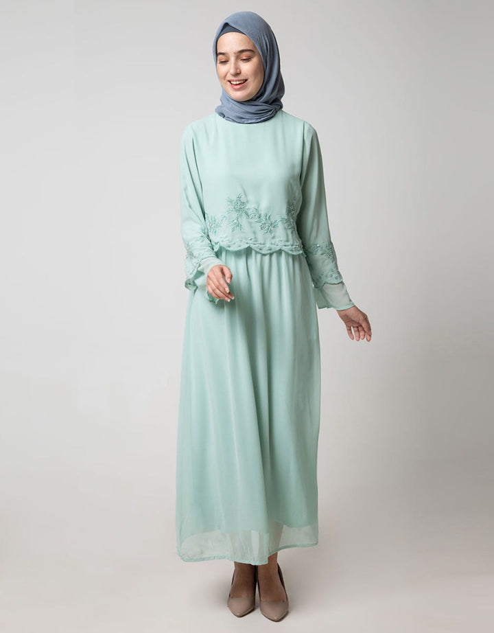 Annisa Long Sleeve Maxi Gamis L Scallop Embroidery