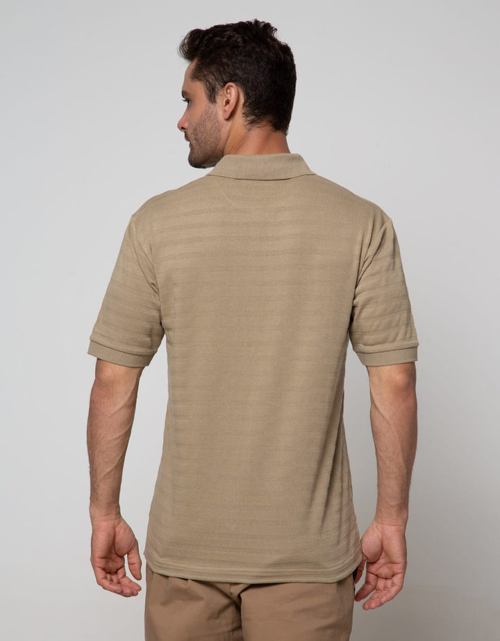 Cole Short Sleeve Polo Shirt Solid Texture Jaquard