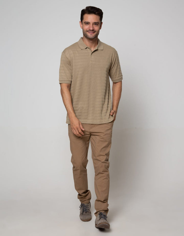 Cole Short Sleeve Polo Shirt Solid Texture Jaquard