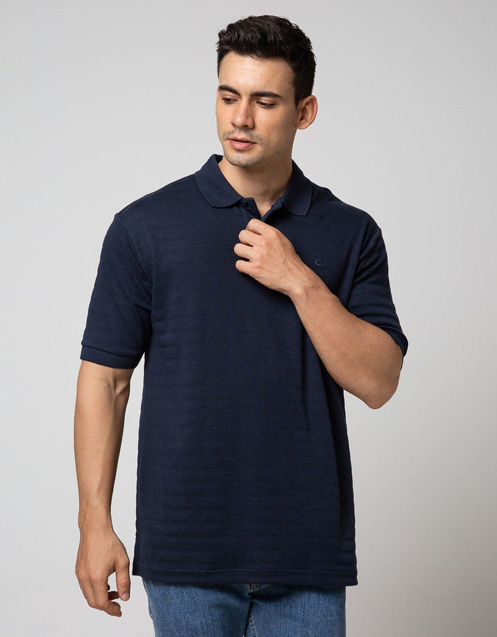 Cole Short Sleeve Polo Shirt Solid Texture Jaquard
