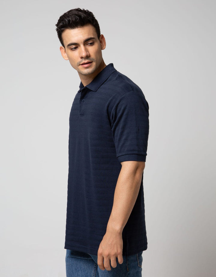 Cole Short Sleeve Polo Shirt Solid Texture Jaquard