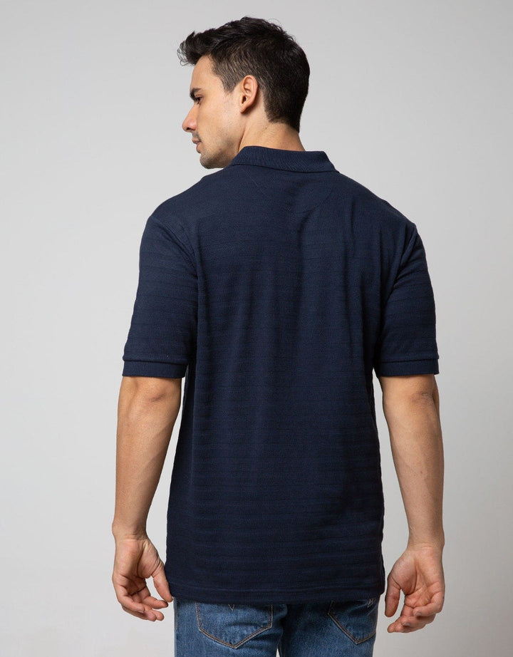 Cole Short Sleeve Polo Shirt Solid Texture Jaquard