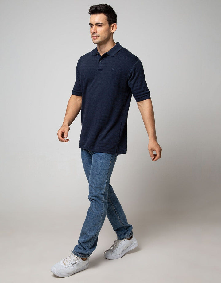 Cole Short Sleeve Polo Shirt Solid Texture Jaquard