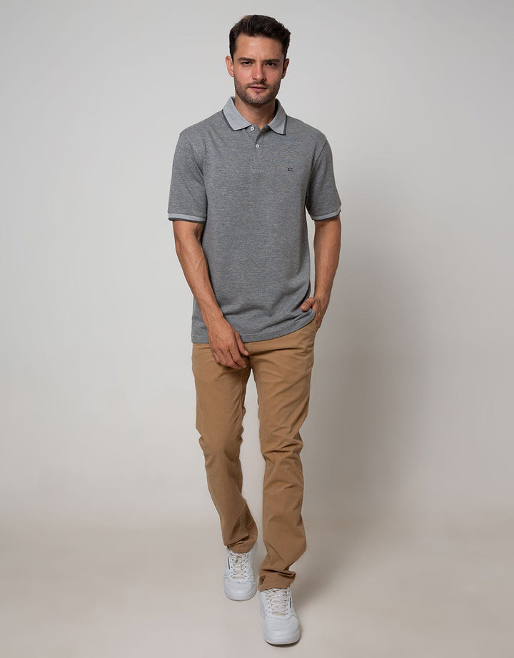 Cole Short Sleeve Polo Shirt Solid Texture