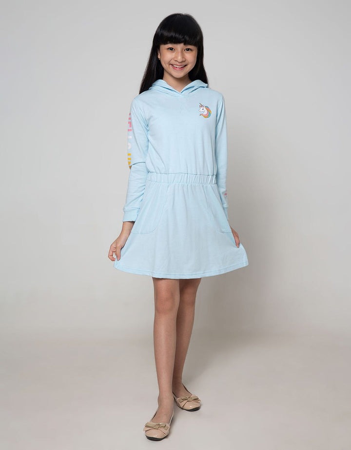 Aero Kids Long Sleeve Midi Dress Hello Unicorn Hoodie