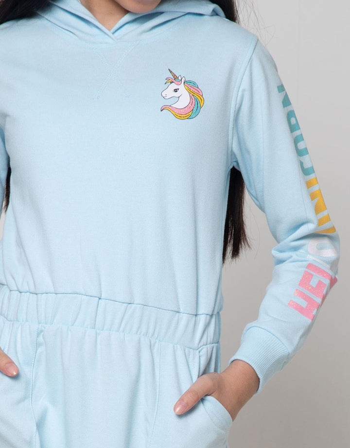 Aero Kids Long Sleeve Midi Dress Hello Unicorn Hoodie