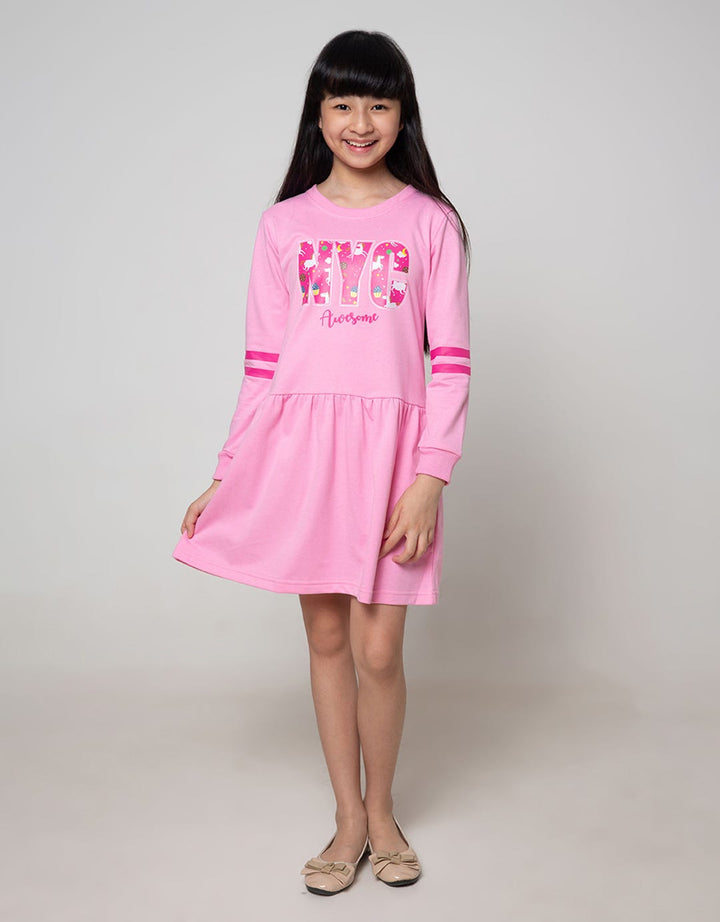 Aero Kids Long Sleeve Midi Dress New York City Fullprint Unicorn