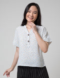 Connexion Short Sleeve Blouse Rneck Print Dapple Dots