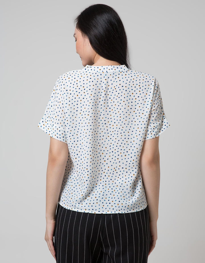 Connexion Short Sleeve Blouse Rneck Print Dapple Dots
