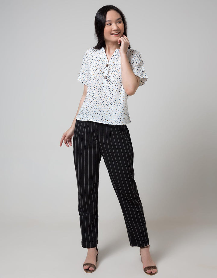 Connexion Short Sleeve Blouse Rneck Print Dapple Dots