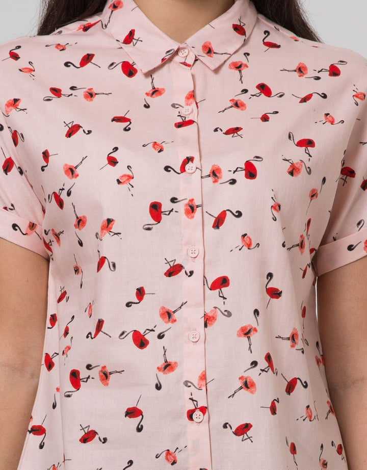 Connexion Short Sleeve Shirt Print Flamingo