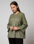 Details Long Sleeve Blouse Top Woven Mix Imp