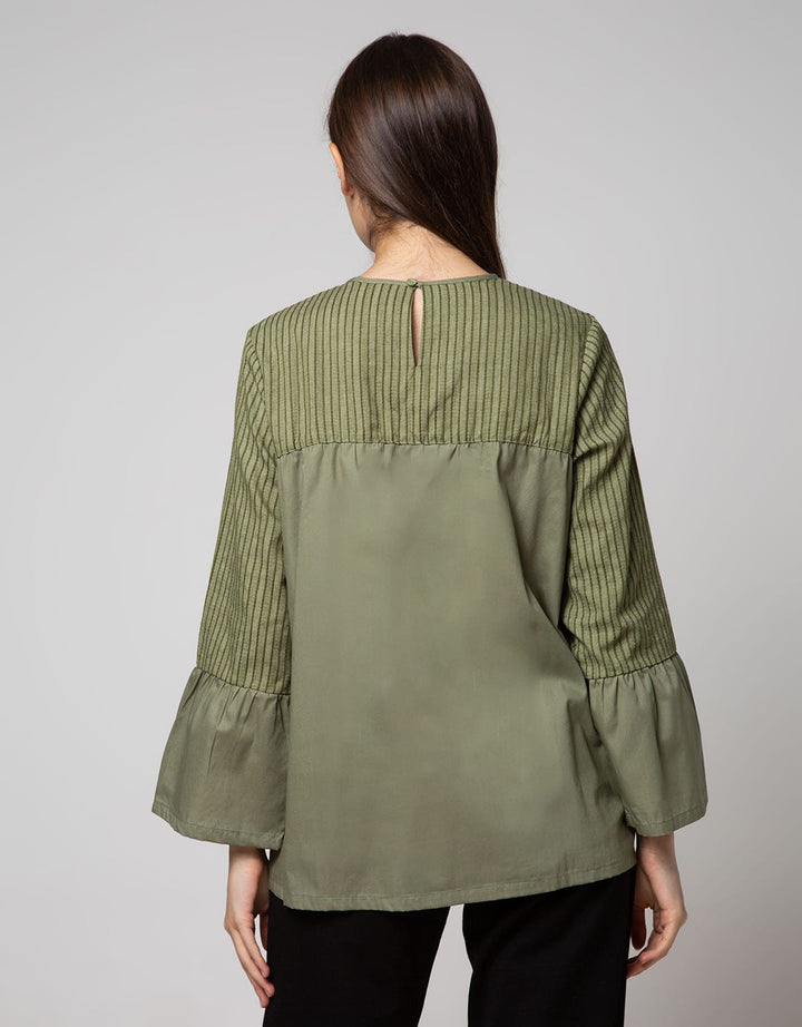 Details Long Sleeve Blouse Top Woven Mix Imp