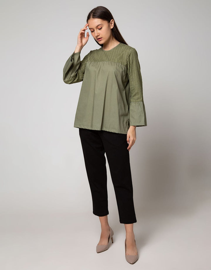 Details Long Sleeve Blouse Top Woven Mix Imp