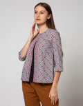 Connexion Blouse Batik With Double Layer Round Neck Jahit
