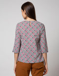 Connexion Blouse Batik With Double Layer Round Neck Jahit