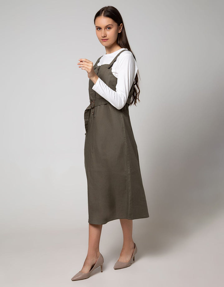 Details Overall Maxi Skirt Dress with Big Belt