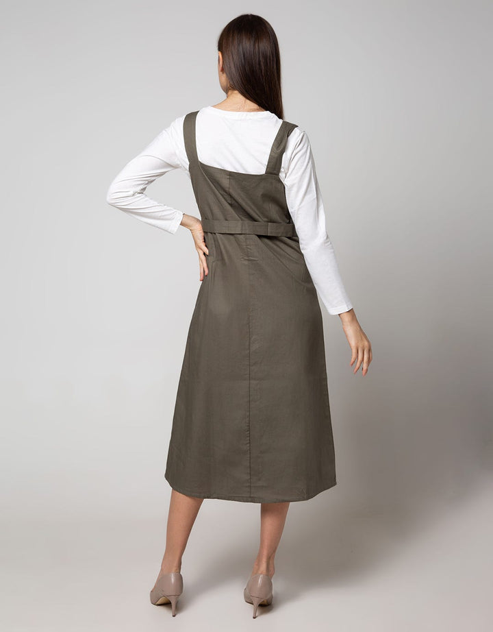 Details Overall Maxi Skirt Dress with Big Belt