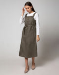 Details Overall Maxi Skirt Dress with Big Belt