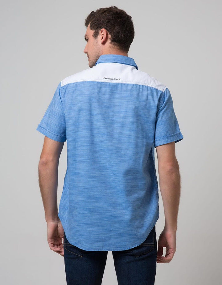 Cardinal Jeans Short Sleeve Jeans Kemeja Slim Fit