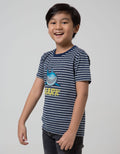 Little M Short Sleeve T-Shirt Fullprint Stripe Hologram Shark