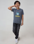 Little M Short Sleeve T-Shirt Fullprint Stripe Hologram Shark