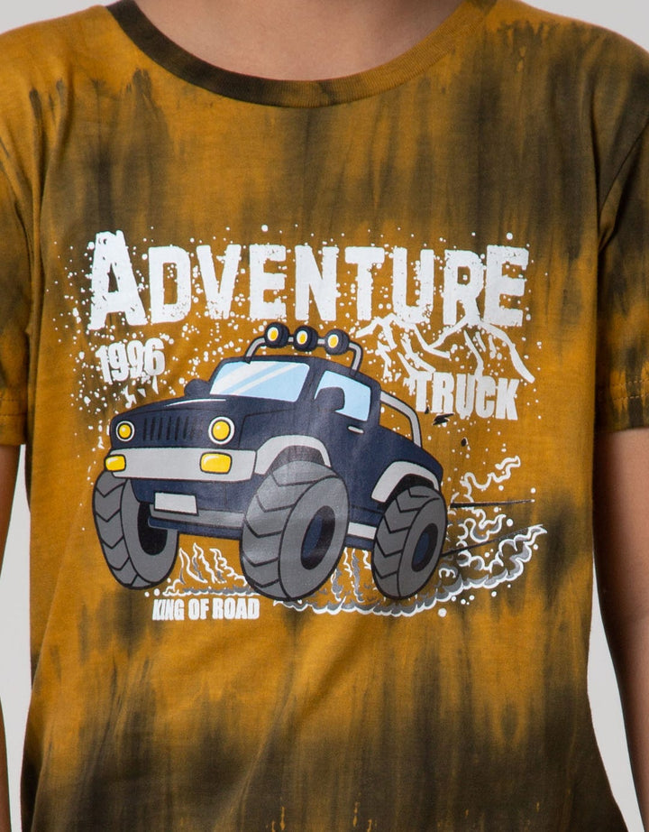 Little M Short Sleeve T-Shirt Fp Tie Dyed Adventure Truck Rotary Combed