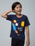 Little M Short Sleeve T-Shirt Rocket Aplikasi Laken Kantong
