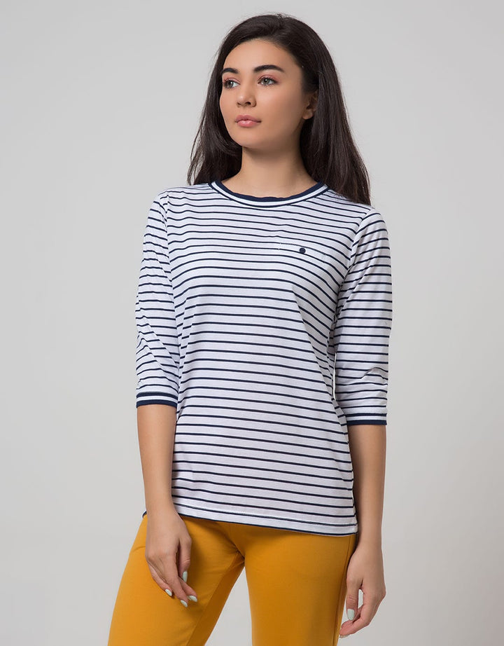 Phenomenal Knit Top Long Sleeve Print T-Shirt Stripes With Rib