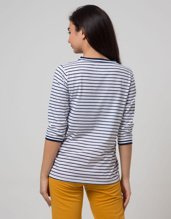 Phenomenal Knit Top Long Sleeve Print T-Shirt Stripes With Rib
