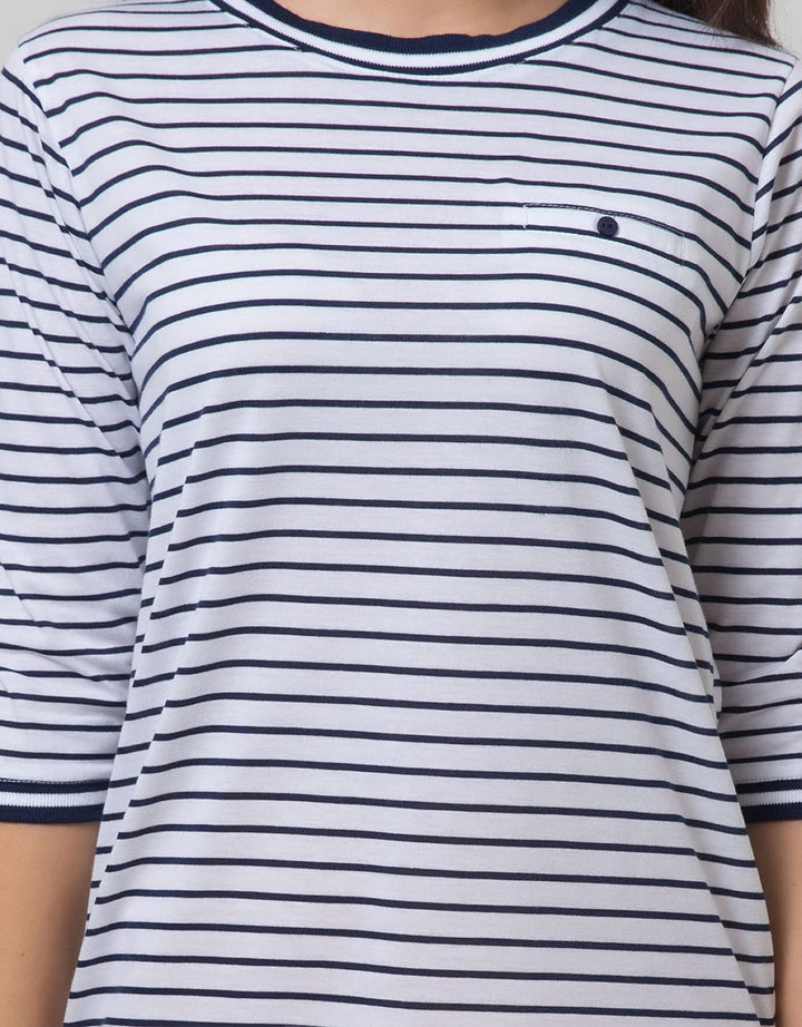 Phenomenal Knit Top Long Sleeve Print T-Shirt Stripes With Rib