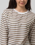 Phenomenal Knit Top Print Long Sleeve T-Shirt Stripes Cabut Jarum