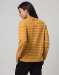 Phenomenal Knit Top Print Long Sleeve T-Shirt Stripes Pull Out the Needle