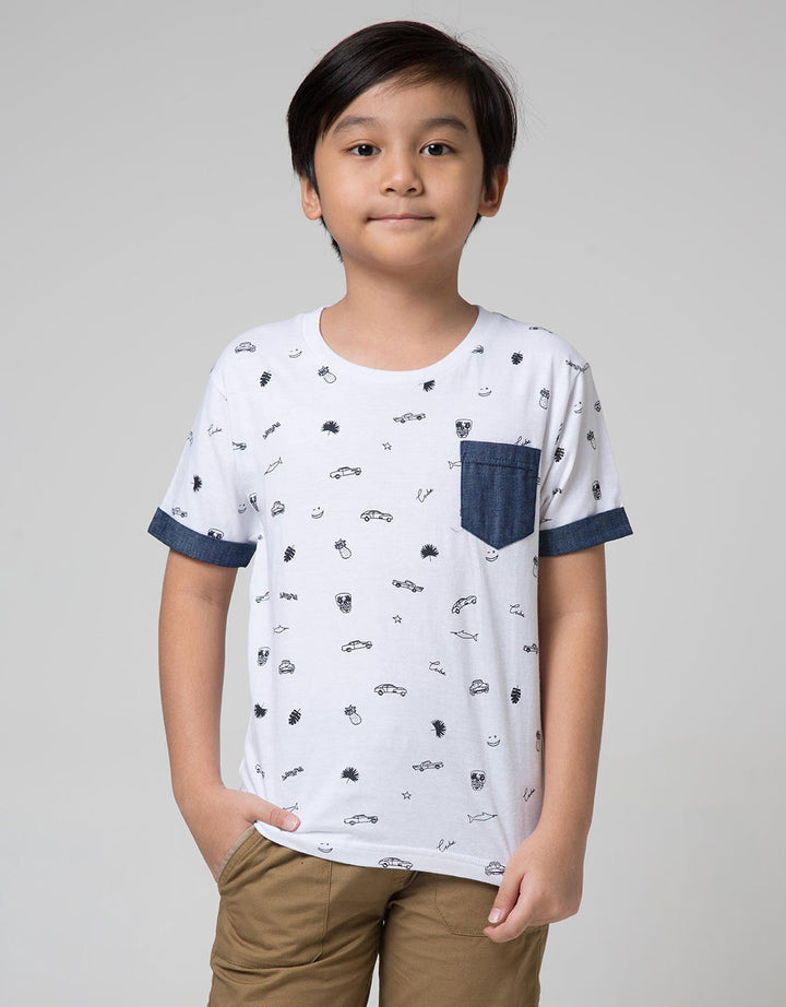 Little M Short Sleeve T-Shirt Fullprint Car Pocket