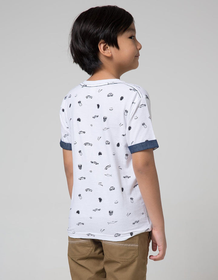 Little M Short Sleeve T-Shirt Fullprint Car Pocket