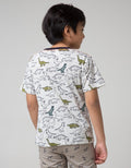 Little M Short Sleeve T-Shirt Fullprint Dino Kantong Fptd163:Misty Light Gr:M:Print:Short Sleeve T-Shirt