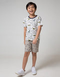 Little M Short Sleeve T-Shirt Fullprint Dino Kantong Fptd163:Misty Light Gr:M:Print:Short Sleeve T-Shirt