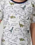 Little M Short Sleeve T-Shirt Fullprint Dino Kantong Fptd163:Misty Light Gr:M:Print:Short Sleeve T-Shirt