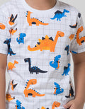 Little M Short Sleeve T-Shirt Fullprint Checked Dino