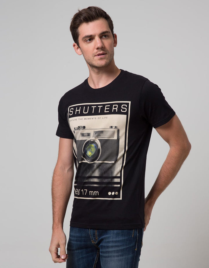 T Zone Men Casual Short Sleeve T-Shirt Photoprint Photography Shutters