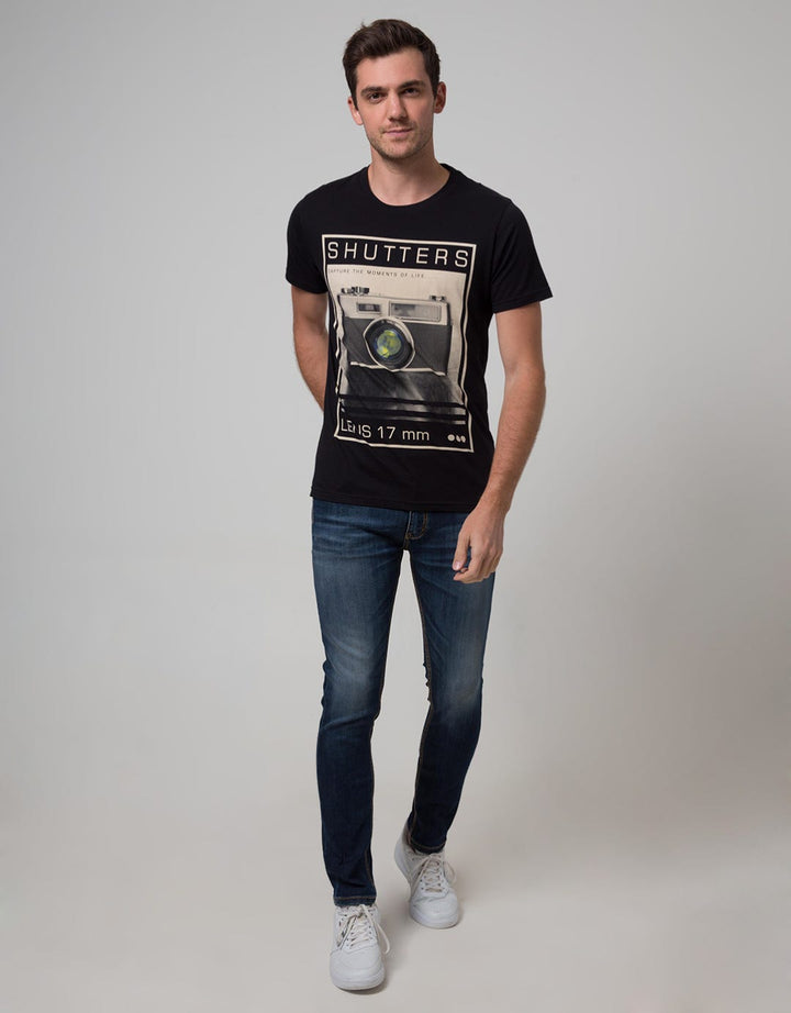 T Zone Men Casual Short Sleeve T-Shirt Photoprint Photography Shutters