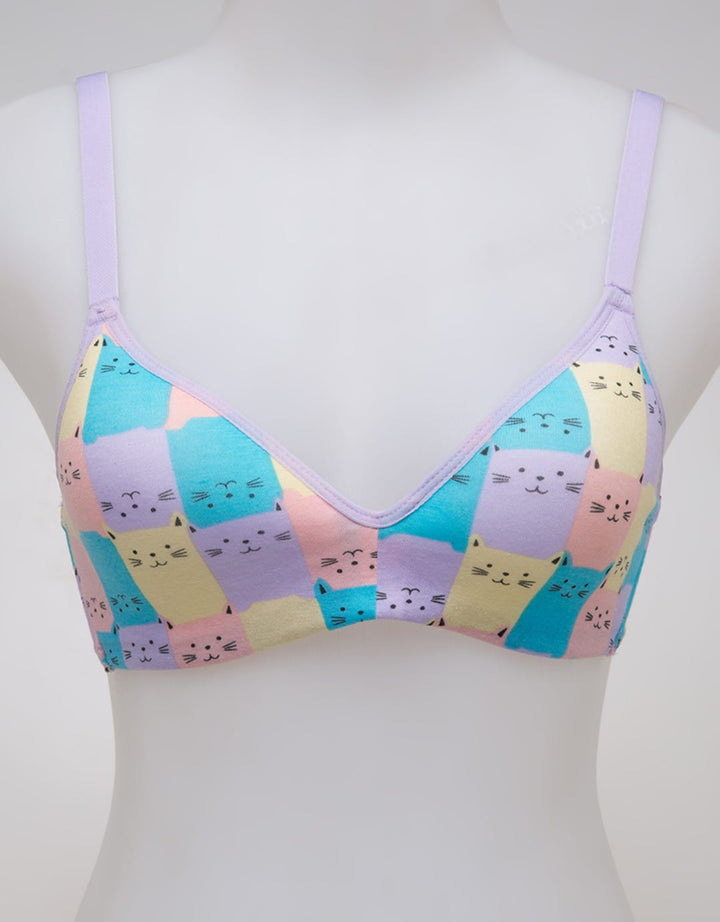 Nevada Non Push Up Regular Bra Print Puzzle Cats