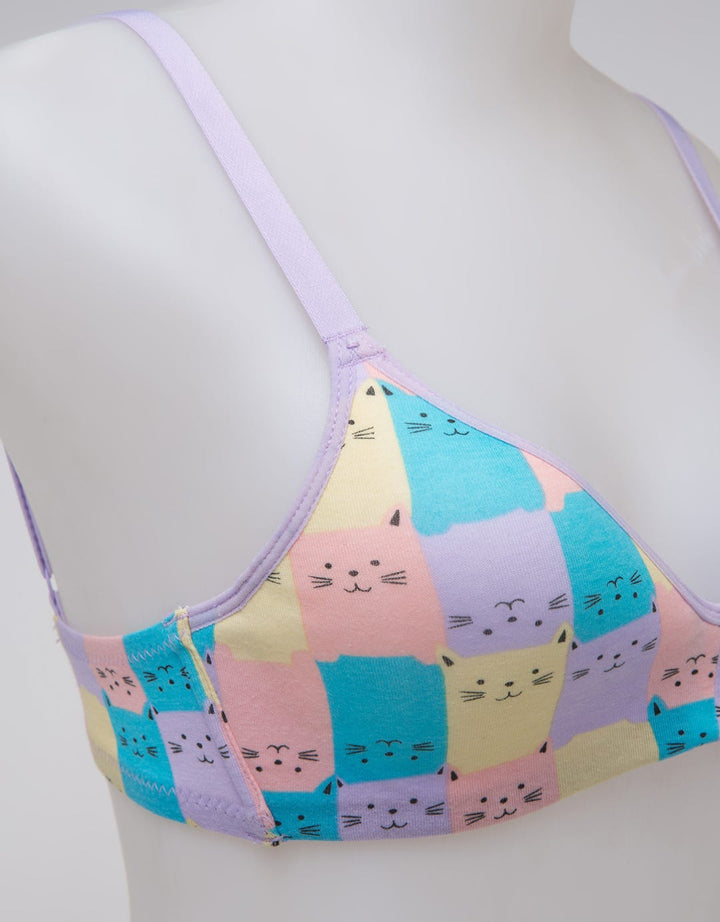 Nevada Non Push Up Regular Bra Print Puzzle Cats