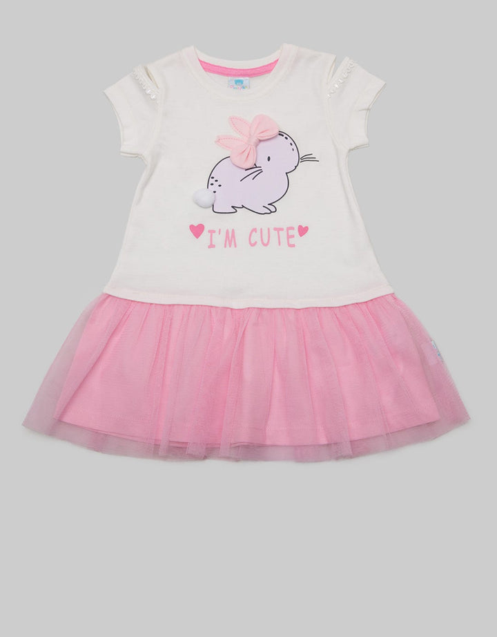 Pipiniko Short Sleeve Midi Dress Bunny Tile I'M Cute