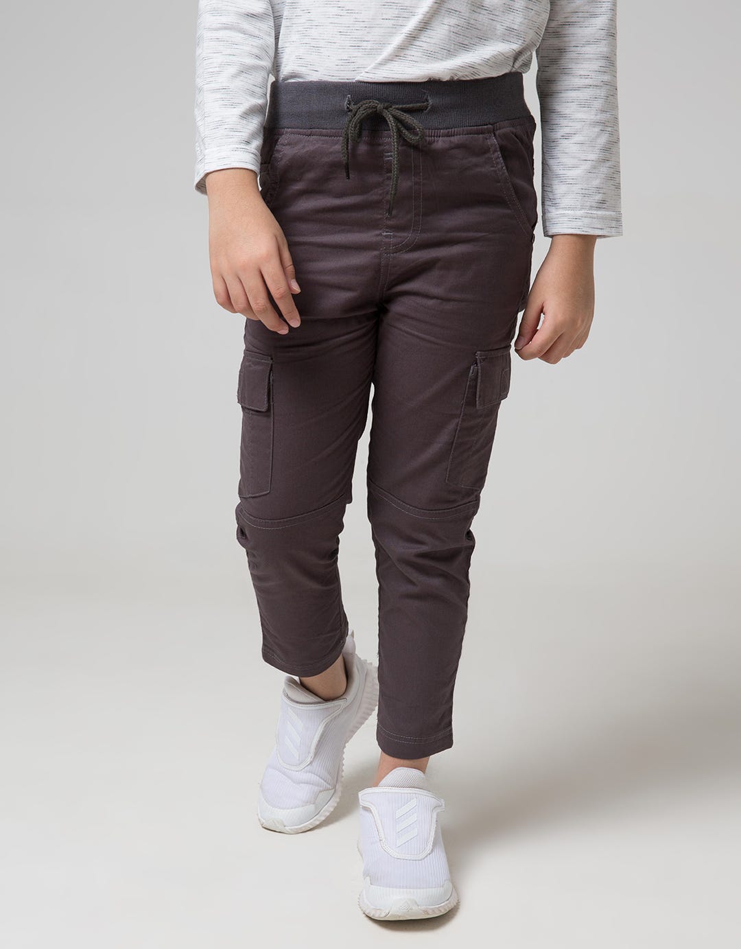 Little M Long Pants Woven Reguler Cargo Rib Karet Non Stretch