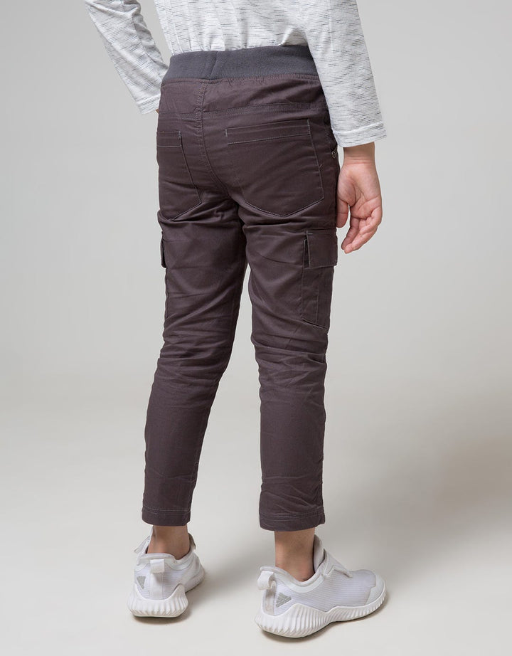 Little M Long Pants Woven Reguler Cargo Rib Karet Non Stretch