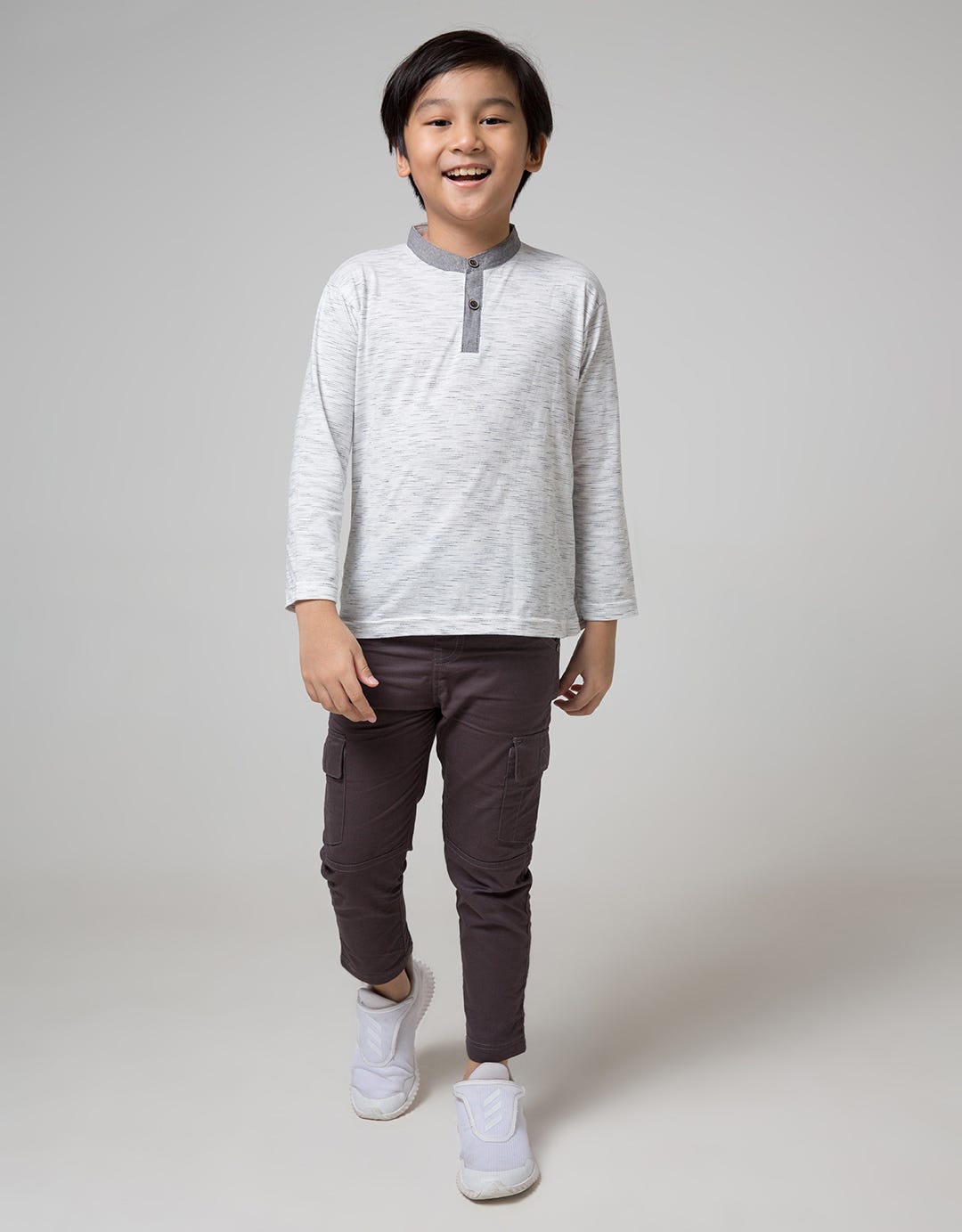 Little M Long Pants Woven Reguler Cargo Rib Karet Non Stretch