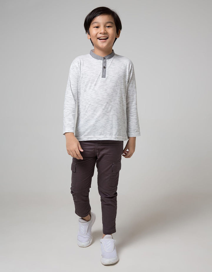 Little M Long Pants Woven Reguler Cargo Rib Karet Non Stretch