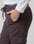 Little M Long Pants Woven Reguler Cargo Rib Karet Non Stretch