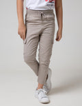 Little M Long Pants Woven Reguler Cargo Rib Karet Non Stretch